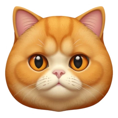 A 3D cartoon orange-ginger Exotic Shorthair cat with flat face, expressive eyes, soft fur sheen, cinematic Memoji rendering. sticker