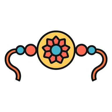 rakhi, simple thread with beads, minimal style, bright colors, isolated on white background sticker