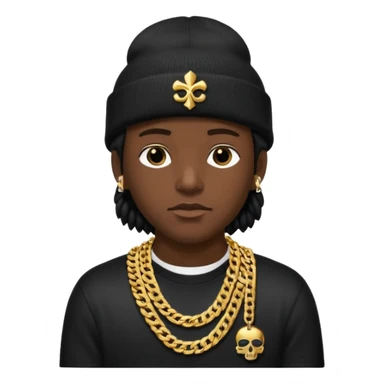 need underground rap aesthetic emoji profile pic for my rap Instagram @foevlone so maybe in a black chrome hearts style beanie that says FV on it and add a Cuban chain sticker