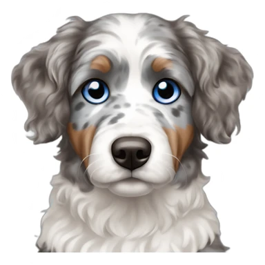 A model dog with one blue eye and one half brown and blue of breed blue Merle Aussiedoodle sticker