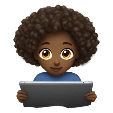 Black Girl with brown curly hair watching a moive on her ipad while she’s halfway under the covers sticker