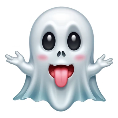 a ghost sticking out its tongue sticker