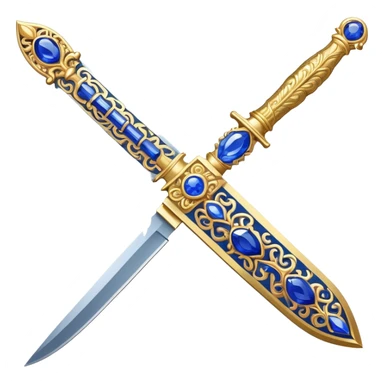 An ornate gilded knife with a blade made of sapphire  sticker