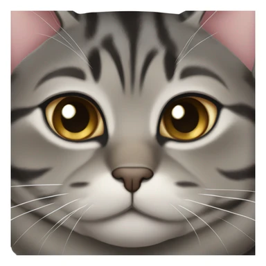 very fat black grey brown mackerel tabby cat sticker