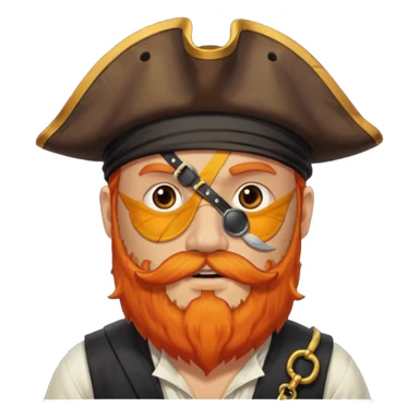 Pirata con un parche que le cubra un ojo de color negro y con barba anaranjado sticker