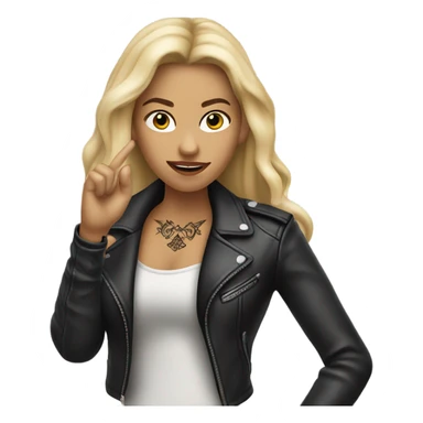 Blonde women with LONG HAIR, in Leather Jacket, Body Covered with Tattoos, POINTING YOU FORWARD with her HAND with INDEX FINGER, Hyper Realistic sticker
