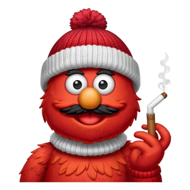 Elmo in a beanie smoking a blunt sticker