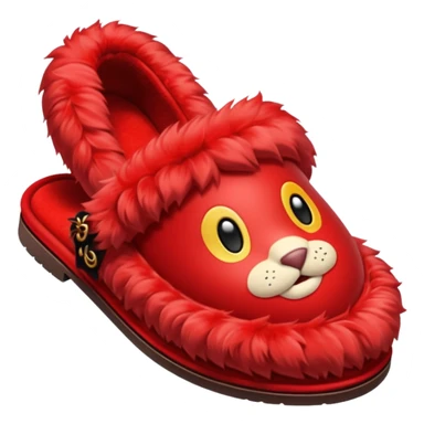 red slippers with red fur sticker
