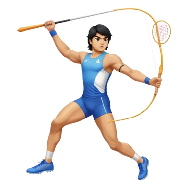 Neeraj Chopra throwing javelin in action, athletic pose sticker