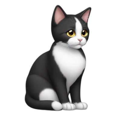 Cute Tux cat The tail is always raised, and the tip of the tail is a small white ball. sticker