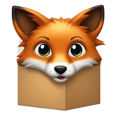 a cross-eyed fox inside a box sticker