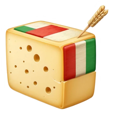 Parmigiano block with Italian flag stuck into it sticker