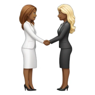 two white business women with different hair colors from each other shaking hands full bodies sticker