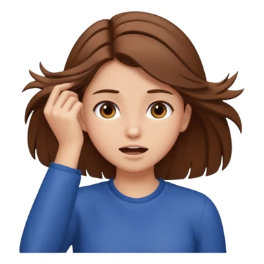 Girl pulling her hair out, brown hair sticker
