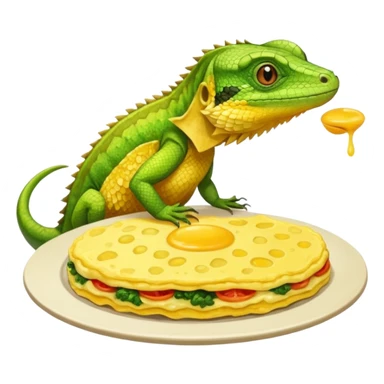 lizard eating omelette sticker