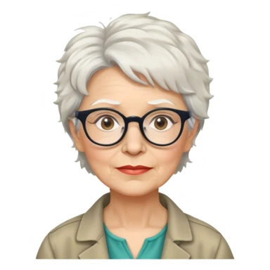 older White woman anthropologist with short white messy hair with glasses sticker