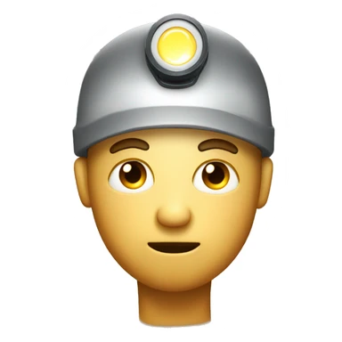 A face with a real flashlight on his head, with tired face sticker