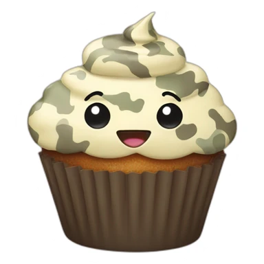 Happy cupcake with camouflage icing sticker