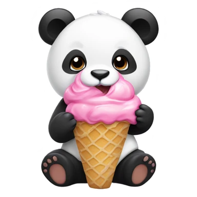 Panda eating ice cream with pink t-shirt sticker