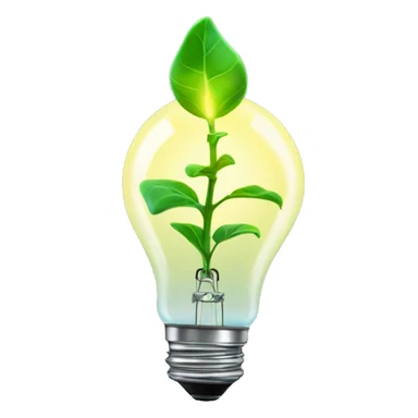 a plant sprout inside a glowing idea lightbulb sticker