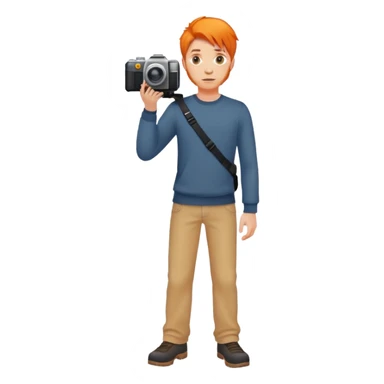 orange hair full body man with camera standing sticker