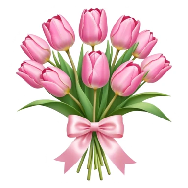 Pastel pink tulip bouquet with bow sticker