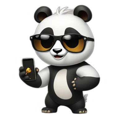 Kungfu panda with sunglasses and iphone sticker