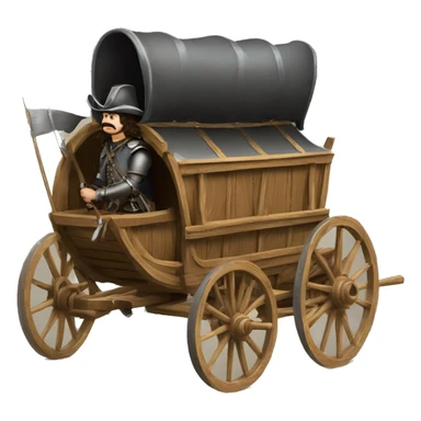 17th century musketeers driving mail wagon sticker