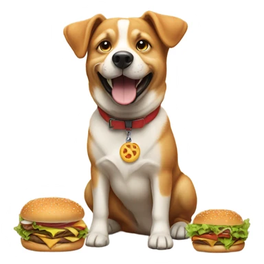 dog with burgers  sticker