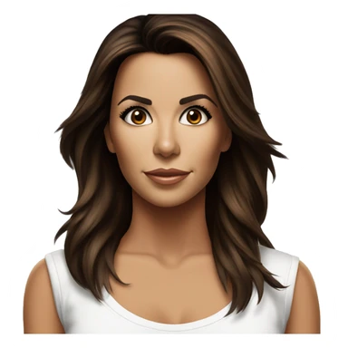 3/4 face, contrasted, shadow, light, Eva Longoria expression, standing from a distance, thin nose, brunette woman, hazel eyes, long eyelashes, dark shoulder shaded hair, white t-shirt, jeans, white sneakers sticker