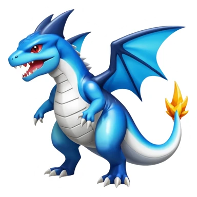 Black and white colorful gradient shiny glossy Fakémon-Digimon-Gabite-Sharpedo-Charizard-Reshiram-Zekrom-creature-hybrid (full body) sticker