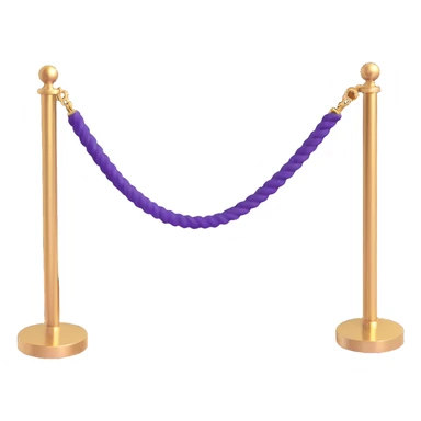 a velvet rope stanchion in gold and purple, representing VIP luxury event access, with a sophisticated look sticker