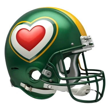 Green Bay packers helmet with a heart near it sticker