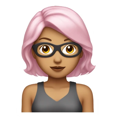 Light pink hair Asian Spanish woman wearing super hero mask sticker