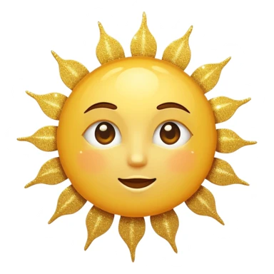 sun in 2d golden glitter in colour without face sticker