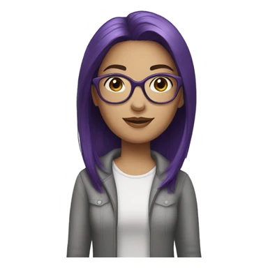 a short-haired girl with dark purple hair and white glasses sticker
