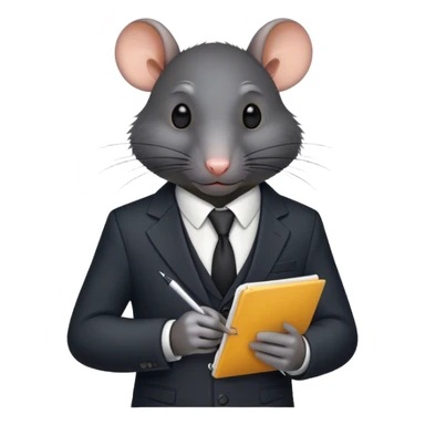 Black rat in a suit taking notes sticker