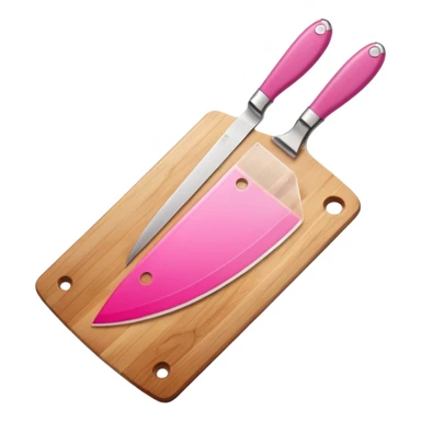 a cutting board with pink knife in bag sticker