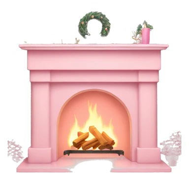 pastel pink fireplace with christmas decorations sticker