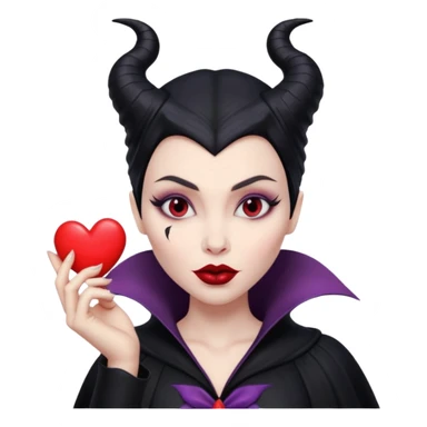 Maleficent puckering lips blowing a heart ￼ sticker