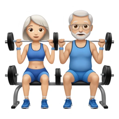 light skin grandma and grandpa work out at the gym and They have neutral colours of clothes sticker