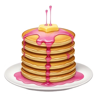A pile of pancakes with butter on top and pink ayrope sticker