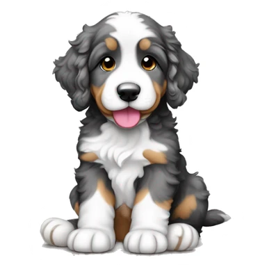 sitting merle colored bernedoodle puppy  sticker