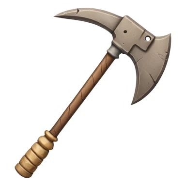 ancient Egyptian symmetric mining pickaxe with rough stone head and wooden handle sticker