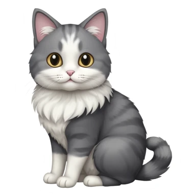 full body half dark grey and half white cat with white front legs sticker