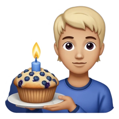 Blueberry Muffin celebrating birthday. Make sure it actually looks like a muffin with candles. Somebody holding it  sticker