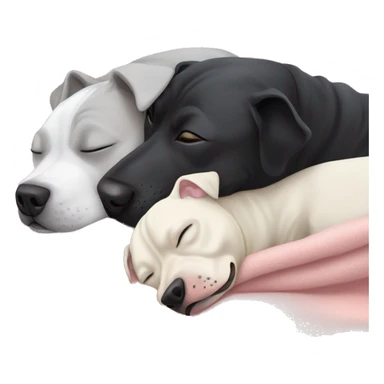 grey staffy and white bull terrier and black lab sleeping together cozy in blanket  sticker