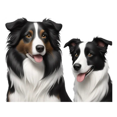 Two border collies one black and white one black with and brindle  sticker