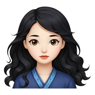 Beautiful girl,Black hair,wavy hair，long hair,Black eyes,Chinese sticker