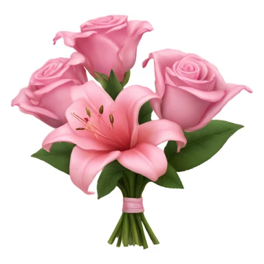 bouquet of pink roses and 2 large pink lillie's  sticker